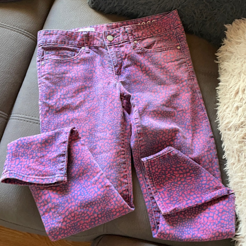 GAP Pink & Blue Animal Print Skinny Jeans Size 28
